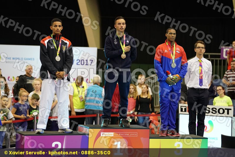 Dacosta Steven Dominican republic England Ferreras Deivis France Male Kumite -67kg podium Thomas Jordan