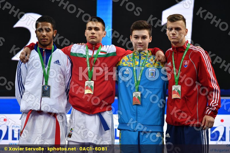 Bulgaria Cadet kumite male -63 kg France Marosi David podium Sal