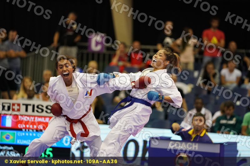 Brazil Female Kumite -55kg France Kumizaki Valeria Thouy Emilie