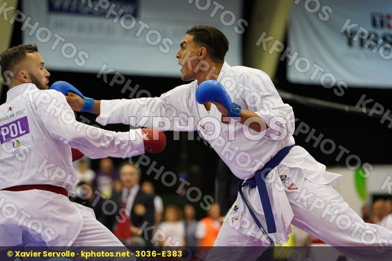 Babos Michal bronze match Male Kumite +84kg Morrocco Ouchen Achraf Poland