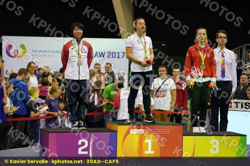Female Kumite -50kg France Japan Miyahara Miho Ozcelik Serap podium Recchia Alexandra Turkey