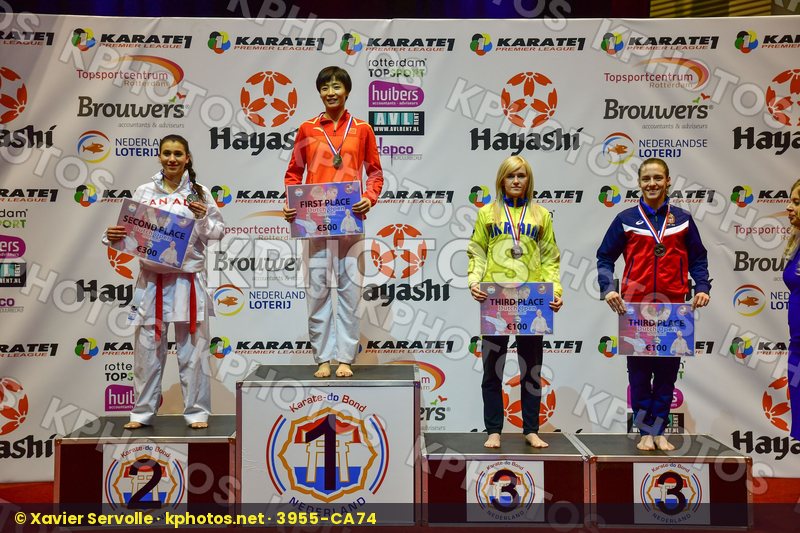 Canada China Female kumite -61 kg Jumaa Haya podium Prekovic Jov