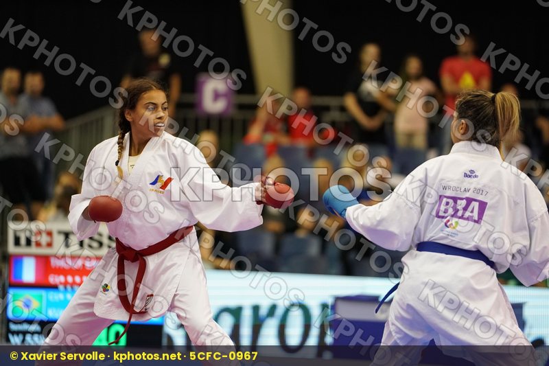 Brazil Female Kumite -55kg France Kumizaki Valeria Thouy Emilie
