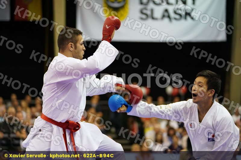 Araga Ryutaro Gold match Iran Islamic Republic of Japan Male Kumite -84kg Poorshab Zabiollah