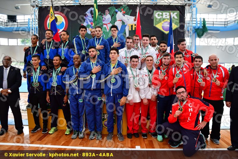 Brasil Canada Chile kumite Male podium team Venezuela