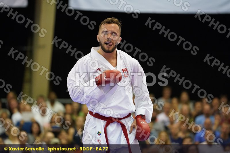 Babos Michal bronze match Male Kumite +84kg Morrocco Ouchen Achraf Poland