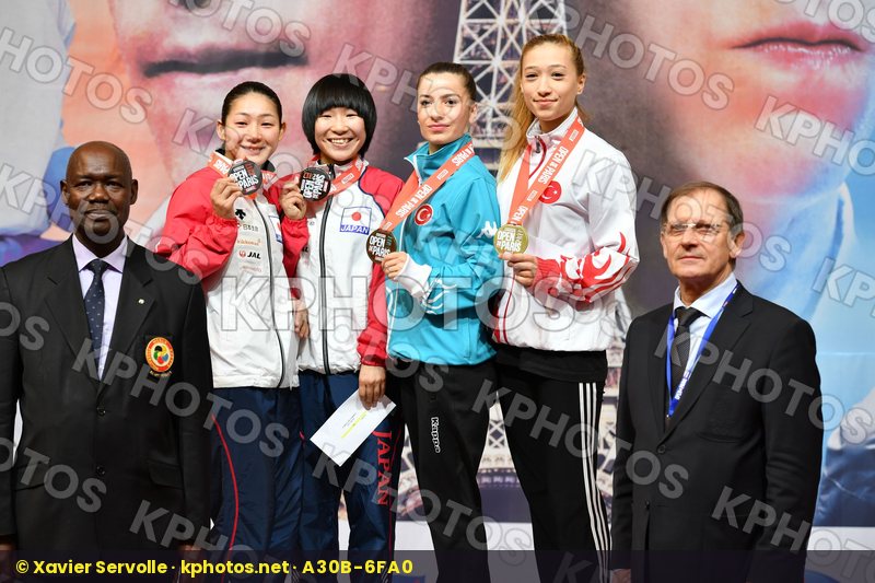 Female kumite -50 kg Japan Miyahara Miho Ozcelik Serap podium Ta