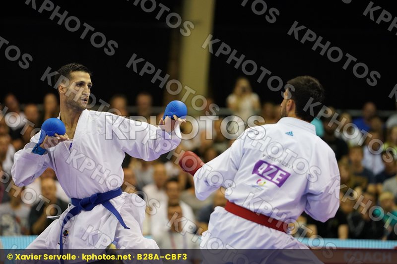 Azerbaijan Farzaliyev Firdosi Gold match Iran Islamic Republic of Male Kumite -60kg Mehdizadeh Amir