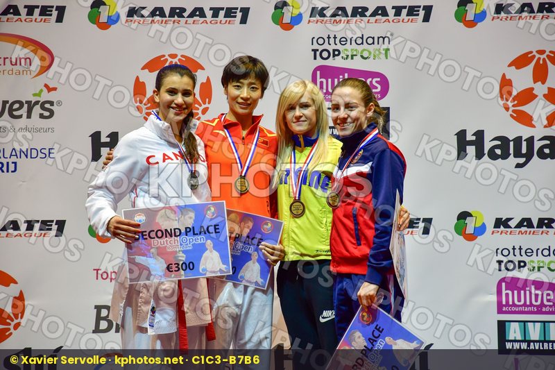 Canada China Female kumite -61 kg Jumaa Haya podium Prekovic Jov