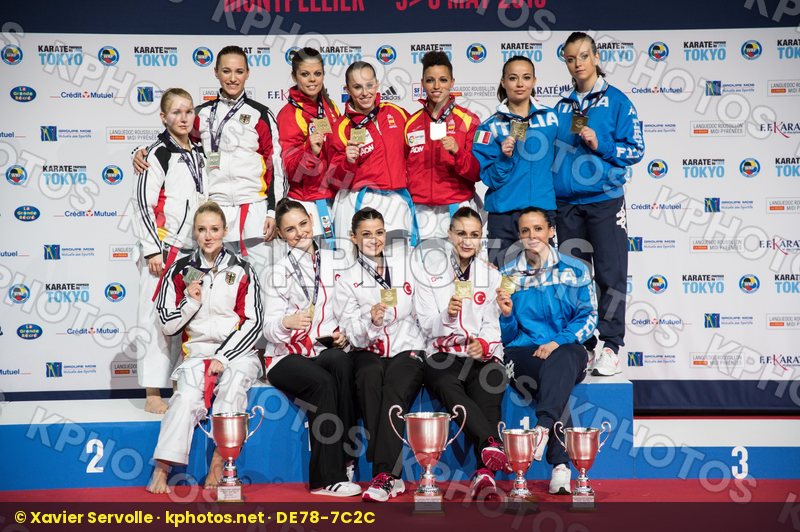 Female Germany italy kata podium Spain team Turkey