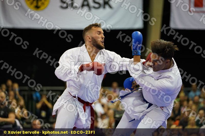 Babos Michal bronze match Male Kumite +84kg Morrocco Ouchen Achraf Poland