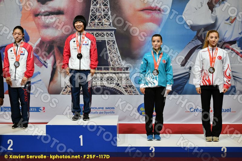 Female kumite -50 kg Japan Miyahara Miho Ozcelik Serap podium Ta
